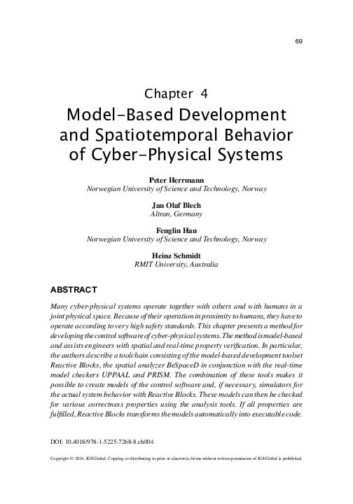 (PDF) Model-Based Development and Spatiotemporal Behavior of Cyber ...