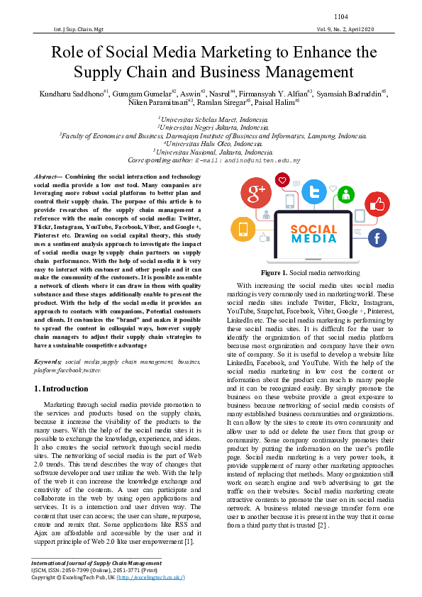 (PDF) Role of Social media marketing to enhance the supply chain and ...