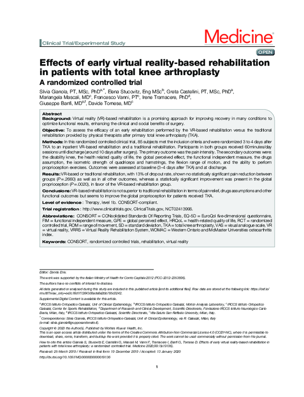 (PDF) Effects of early virtual reality-based rehabilitation in patients ...