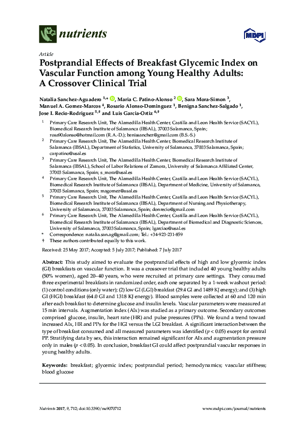 (PDF) Postprandial Effects of Breakfast Glycemic Index on Vascular ...
