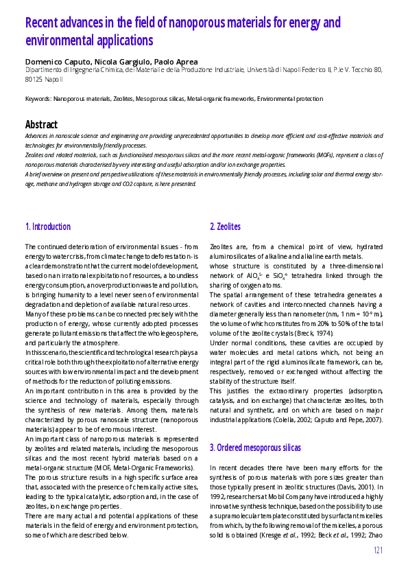 (PDF) Recent advances in the field of nanoporous materials for energy ...