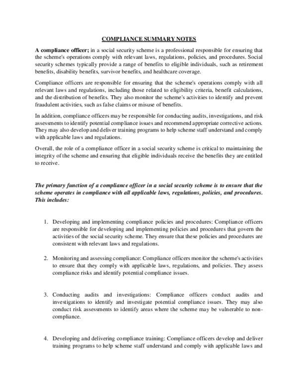 (PDF) THE ROLE OF COMPLIANCE OFFICER NOTES