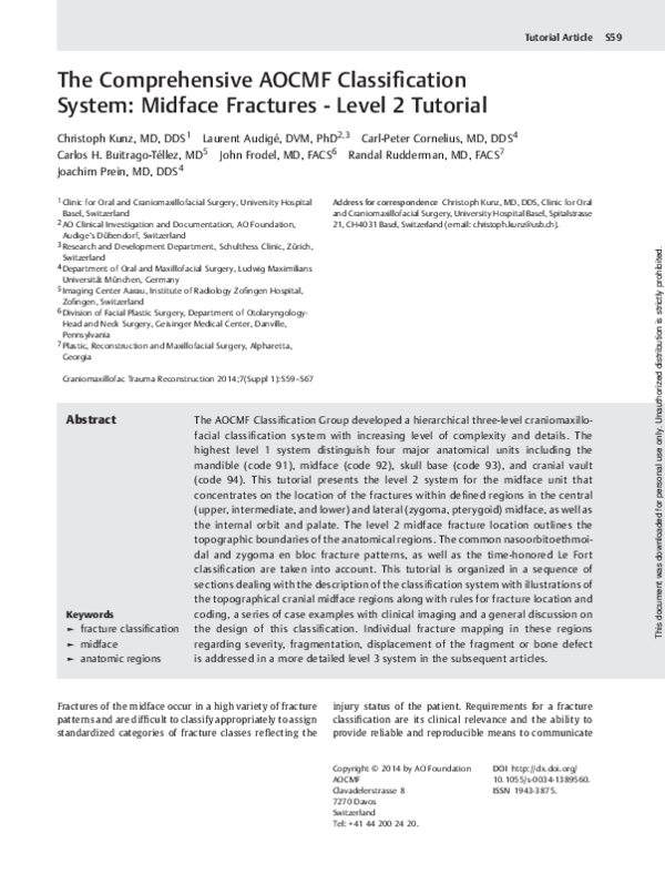 (PDF) The Comprehensive AOCMF Classification System: Midface Fractures ...