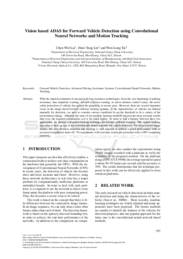 (PDF) Vision based ADAS for Forward Vehicle Detection using ...