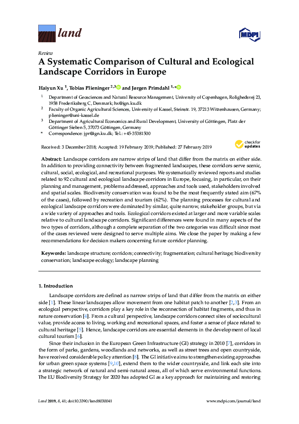 (PDF) A Systematic Comparison of Cultural and Ecological Landscape ...
