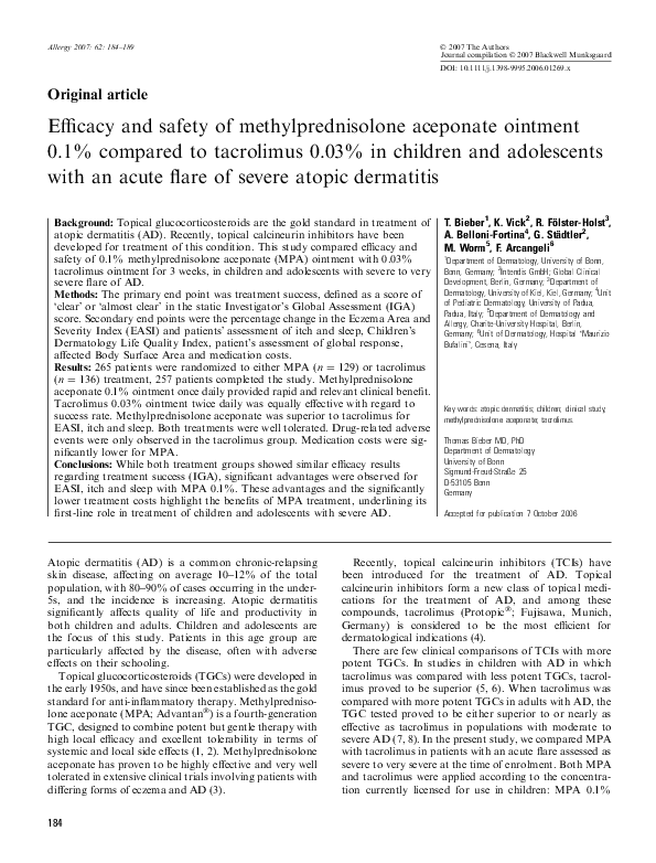 (PDF) Efficacy and safety of methylprednisolone aceponate ointment 0.1% ...