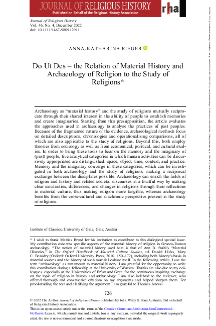 (PDF) Do Ut Des the Relation of Material History and Archaeology of ...