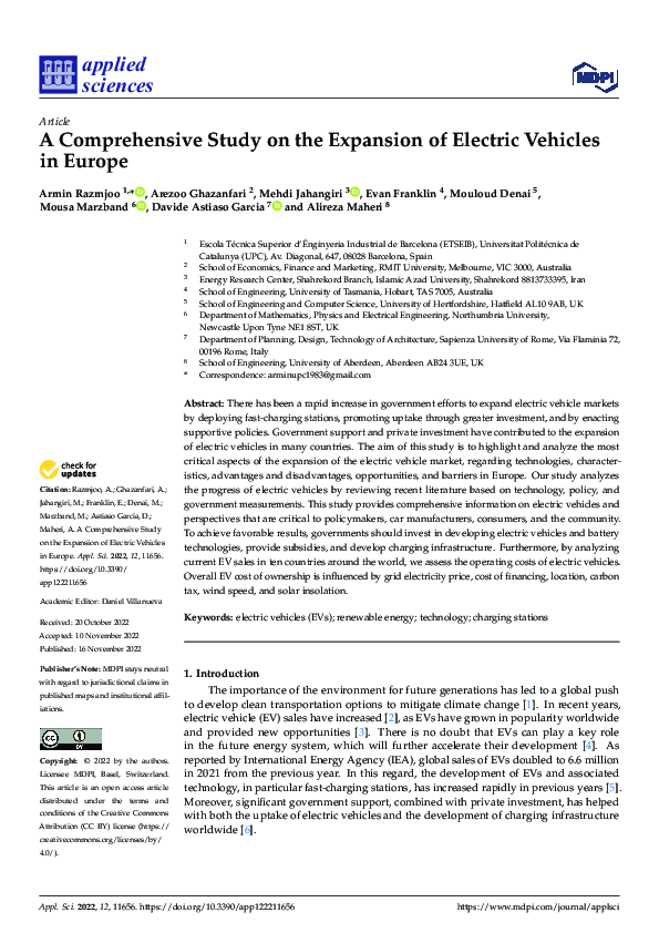 (PDF) A Comprehensive Study on the Expansion of Electric Vehicles in Europe