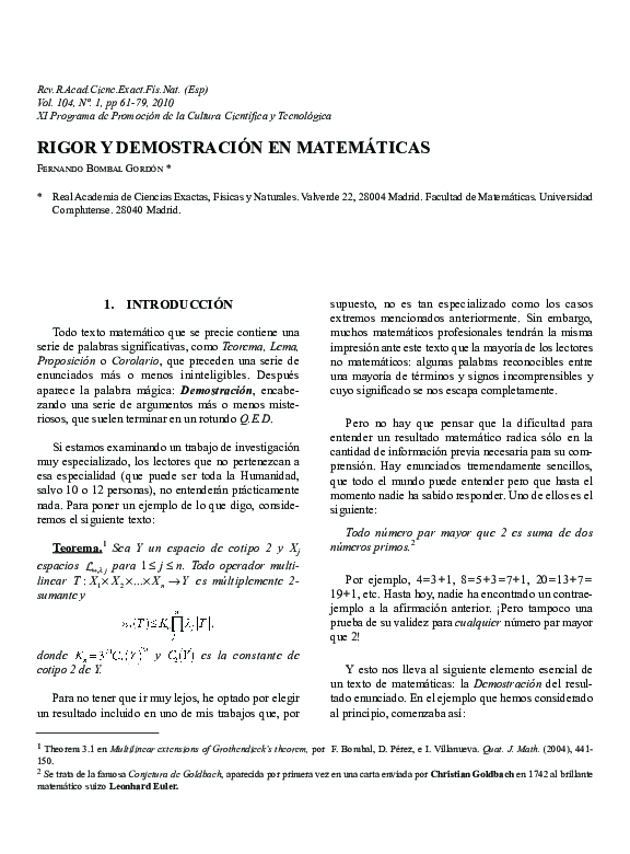 (PDF) Rigor and proof in mathematics. (Spanish: Rigor y demostración en ...
