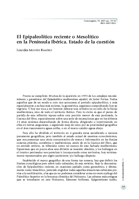 (PDF) El Epipaleolítico reciente o Mesolítico en la Península Ibérica ...