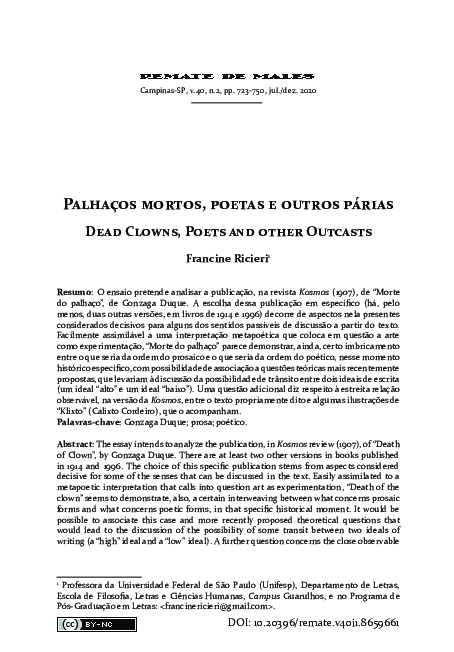 (PDF) Palhaços mortos, poetas e outros párias