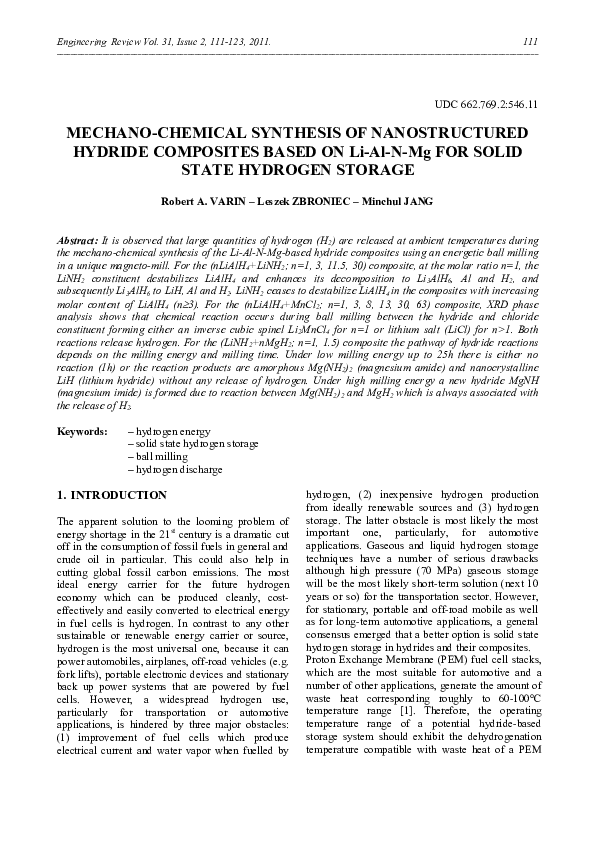 (PDF) Mechano-chemical synthesis of nanostructured hydride composites ...