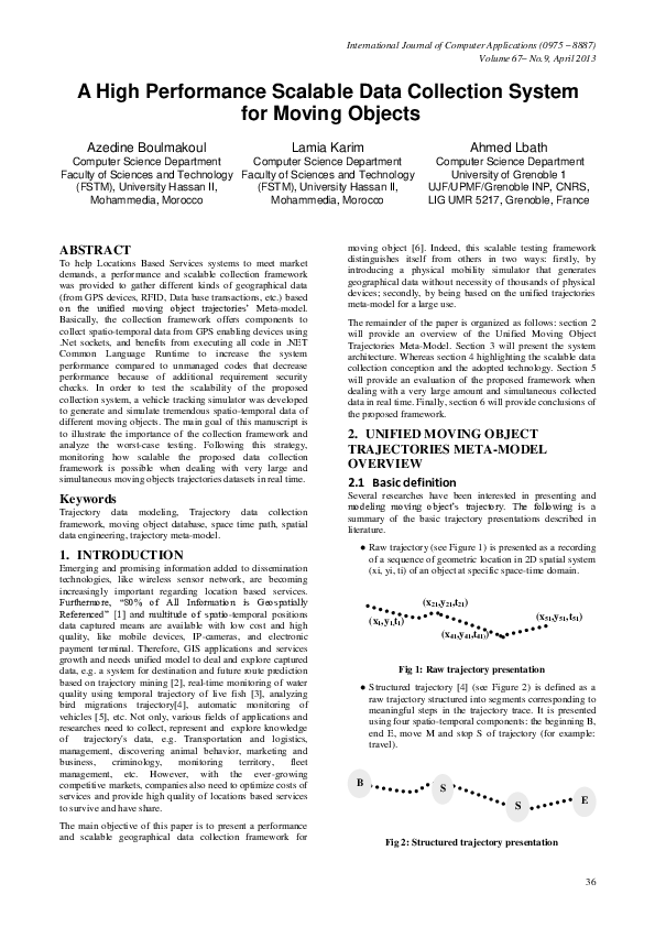(PDF) A High Performance Scalable Data Collection System for Moving Objects