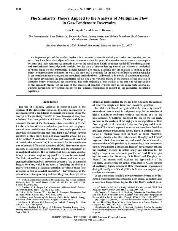 (PDF) The Similarity Theory Applied to the Analysis of Multiphase Flow ...