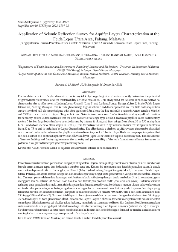 (PDF) Application of Seismic Reflection Survey for Aquifer Layers ...