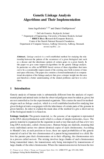 (PDF) Genetic Linkage Analysis Algorithms and Their Implementation