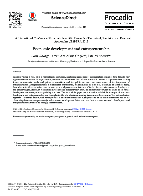 (PDF) Economic Development and Entrepreneurship