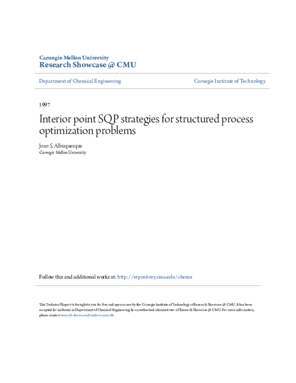 (PDF) Interior point SQP strategies for structured process optimization ...