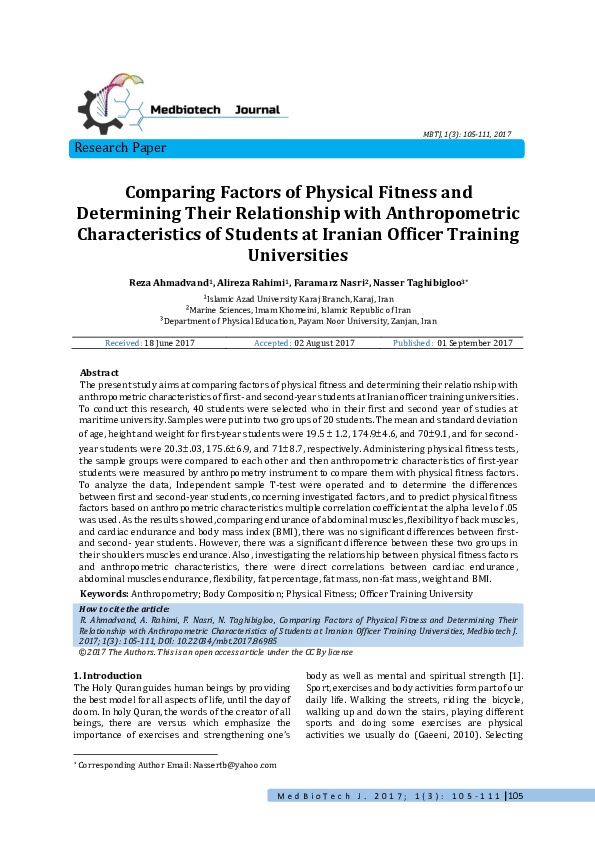 (PDF) Anthropometric and Physical Fitness Characteristics of University ...
