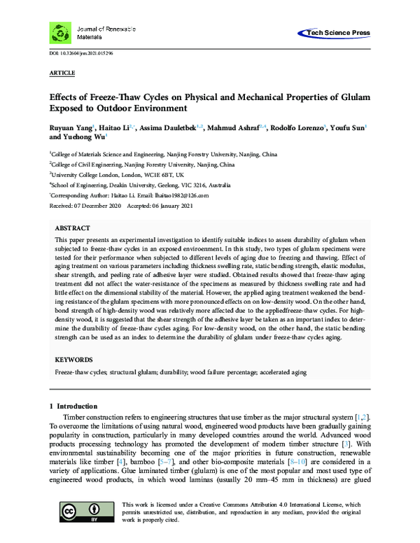 (PDF) Effects of Freeze-Thaw Cycles on Physical and Mechanical ...
