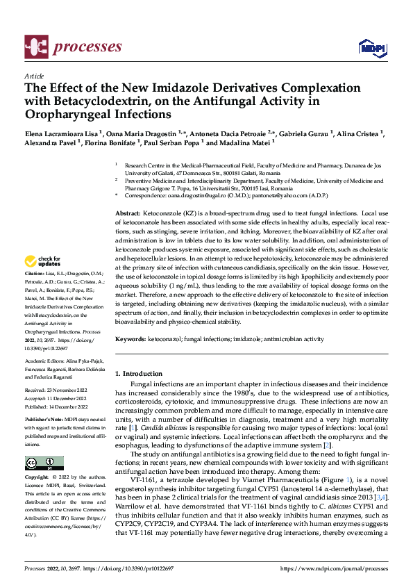 (PDF) The Effect of the New Imidazole Derivatives Complexation with ...