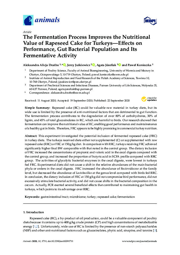 (PDF) The Fermentation Process Improves the Nutritional Value of ...
