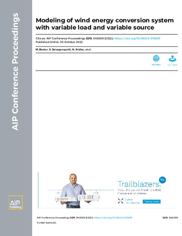 (PDF) Modeling of wind energy conversion system with variable load and ...