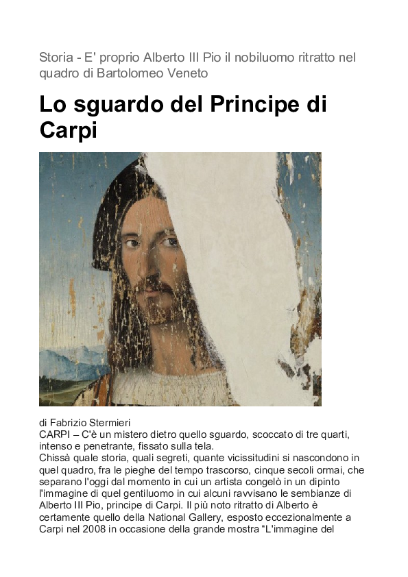 (DOC) Storia - IL VERO RITRATTO DI ALBERTO III PIO DI SAVOIA