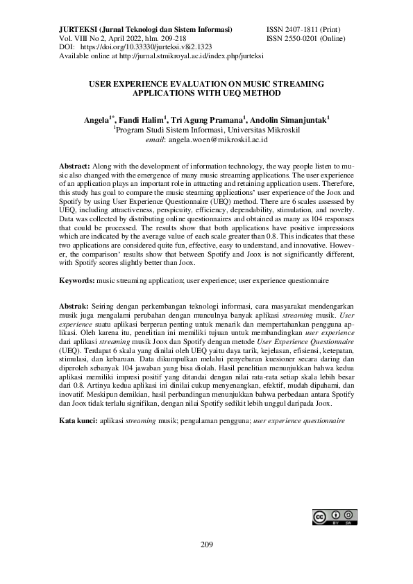 (PDF) User Experience Evaluation on Music Streaming Applications with ...