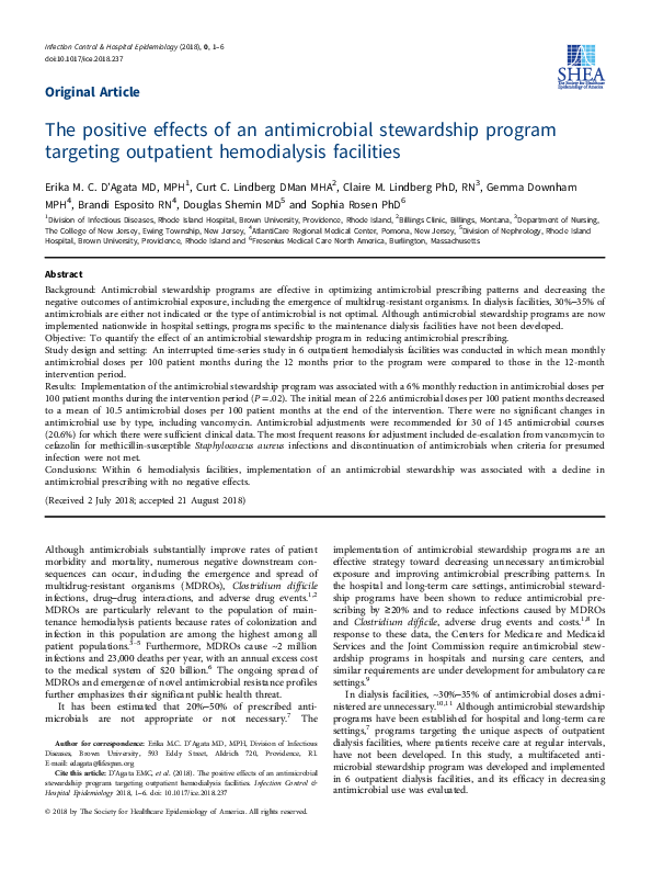 (PDF) The positive effects of an antimicrobial stewardship program ...