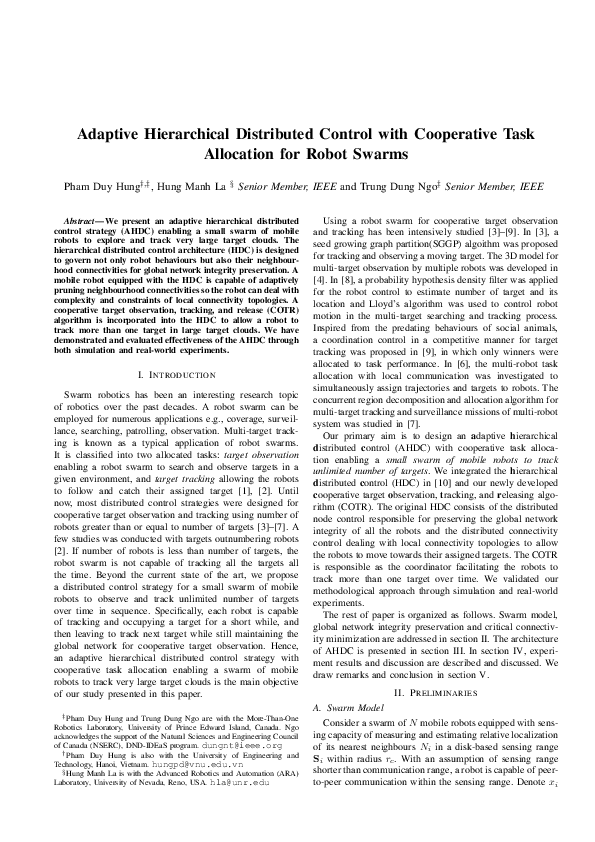 (PDF) Adaptive Hierarchical Distributed Control with Cooperative Task ...