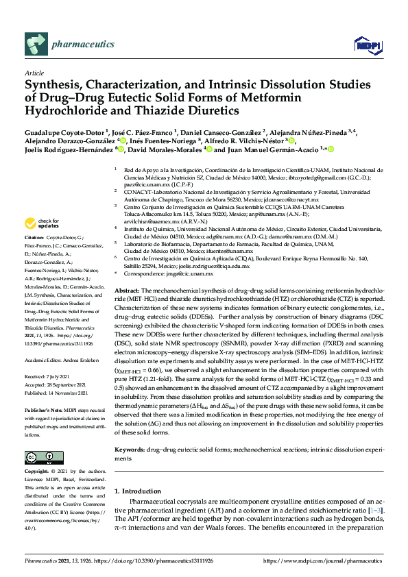 (PDF) Synthesis, Characterization, and Intrinsic Dissolution Studies of ...