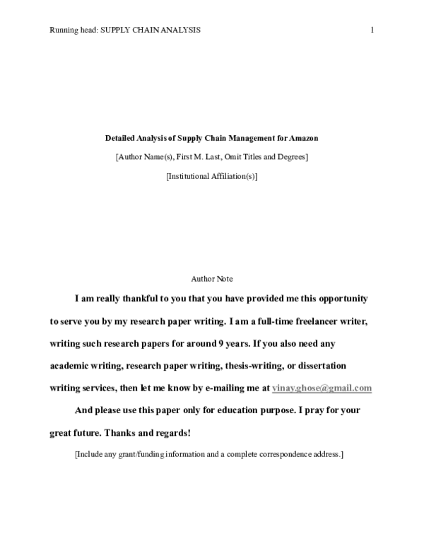 (PDF) Final Amazon Supply Chain Analysis