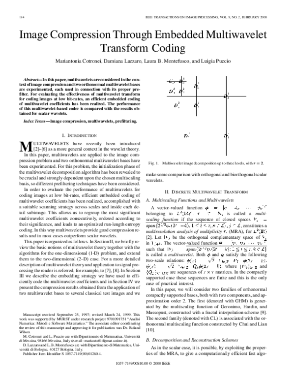 (PDF) Image compression through embedded multiwavelet transform coding