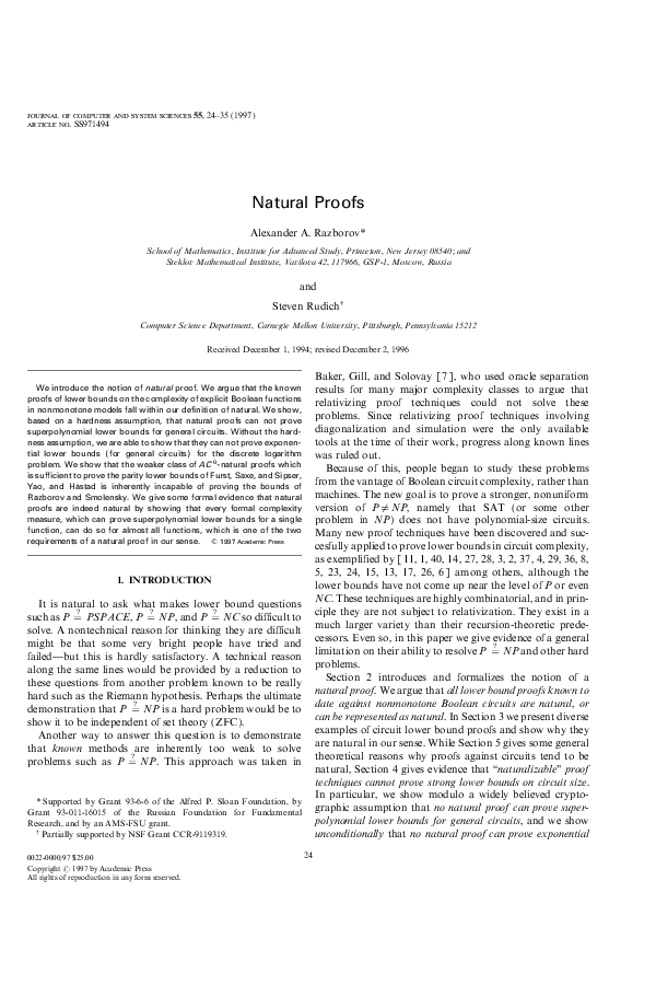 (PDF) Natural Proofs