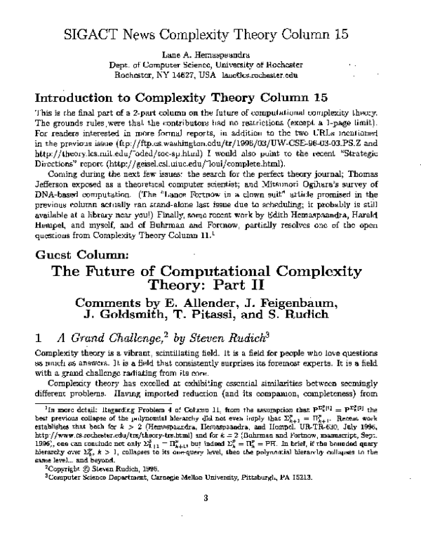 (PDF) The future of computational complexity theory: part II