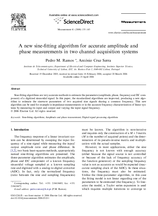 (PDF) A new sine-fitting algorithm for accurate amplitude and phase ...