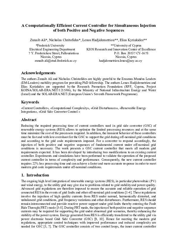 (PDF) A computationally efficient current controller for simultaneous ...