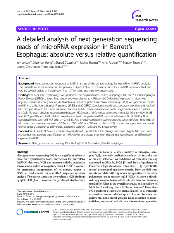 (PDF) A detailed analysis of next generation sequencing reads of ...