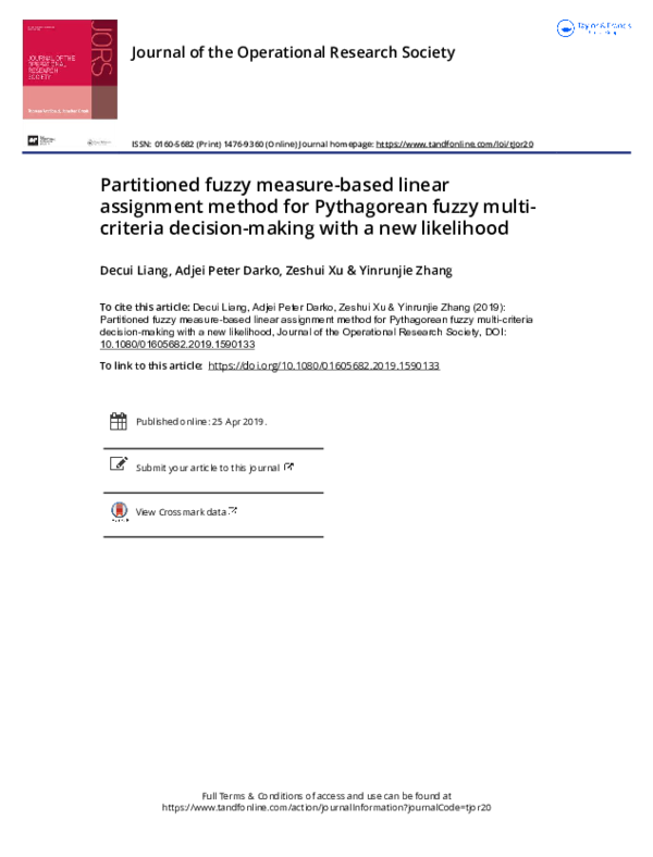 (PDF) Partitioned fuzzy measure-based linear assignment method for ...