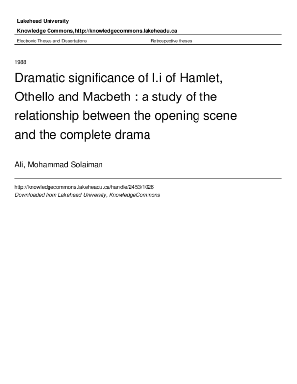 PDF) Dramatic significance of I.i of Hamlet, Othello and Macbeth 