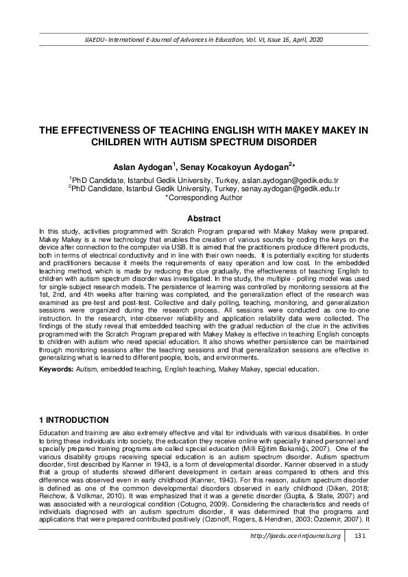 (PDF) The Effectiveness of Teaching English with Makey Makey in ...