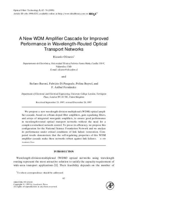 (PDF) A New WDM Amplifier Cascade for Improved Performance in ...