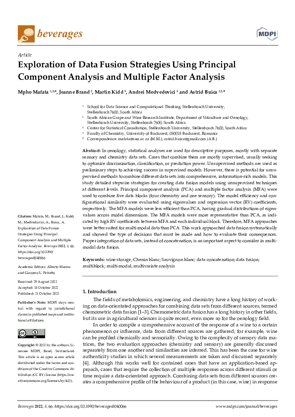 (PDF) Exploration of Data Fusion Strategies Using Principal Component ...