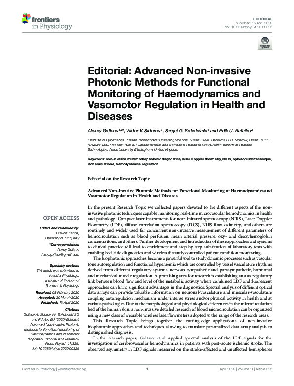 (PDF) Editorial: Advanced Non-invasive Photonic Methods for Functional ...