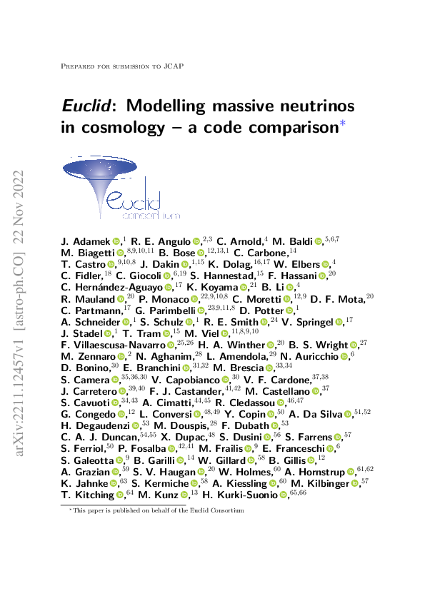 (PDF) Euclid: Modelling massive neutrinos in cosmology -- a code comparison