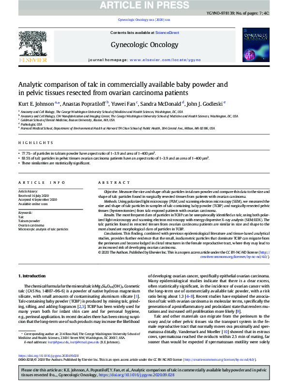 (PDF) Analytic Comparison of Talc in Commercially Available Baby Powder ...