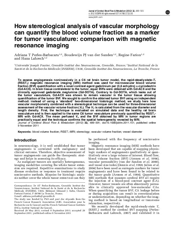 (PDF) How Stereological Analysis of Vascular Morphology Can Quantify ...
