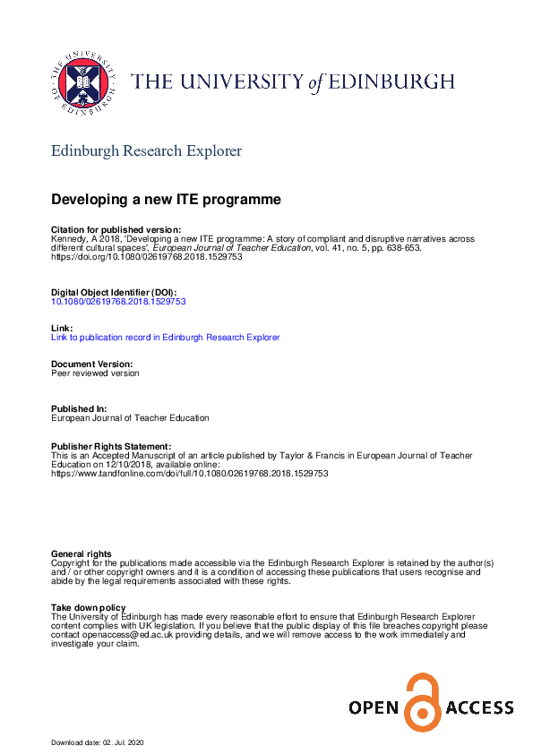 (PDF) Developing a new ITE programme: a story of compliant and ...