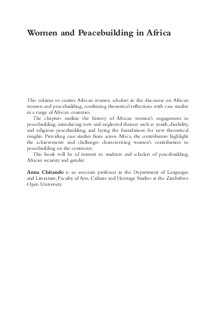 (PDF) Women and Peacebuilding in Africa